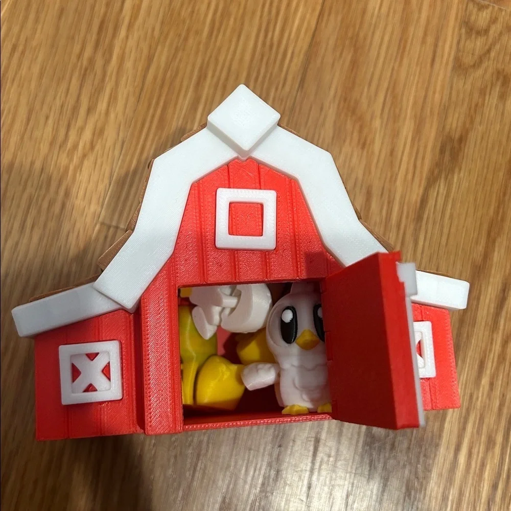 3D Print Red Barn & 4 flexi Animal collection Playset with Figures new